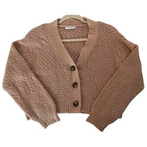 Cotton On Cropped Taupe Chunky Knit Cardigan – Size Small